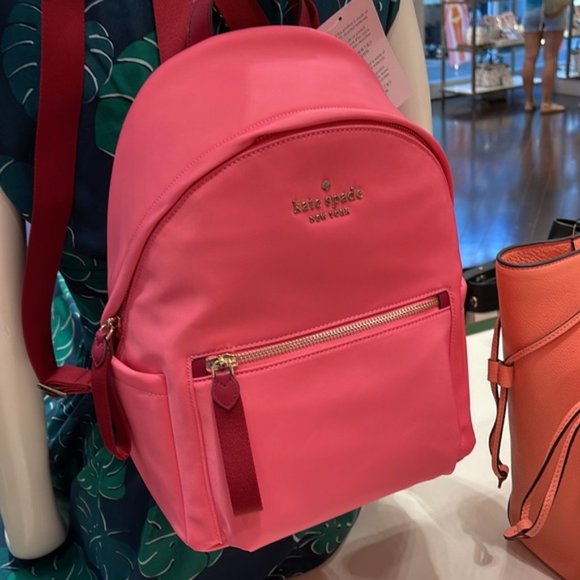 Kate Spade Chelsea Nylon Medium Backpack Deep Dahlia Pink - Picture 16 of 16